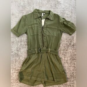 Elan Sage Green Short Sleeve Jumpsuit
